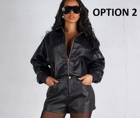 New  Woven Texture Long Sleeves Casual Bomber Jacket CODE: KAR5062