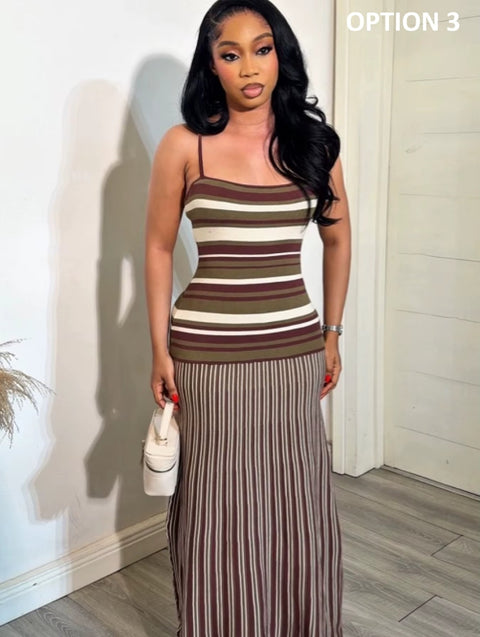 New Camisole Contrasting Backless Striped Dress CODE: KAR5063