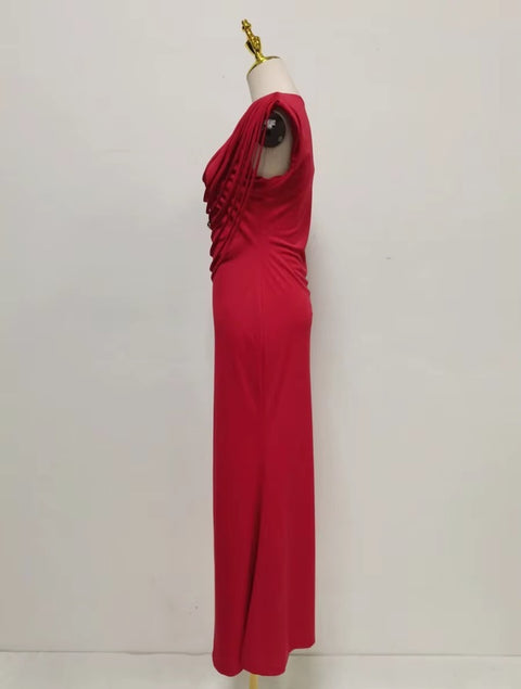 New U Neck Sleeveless Patchwork Zipper Long Dress CODE: KAR5064
