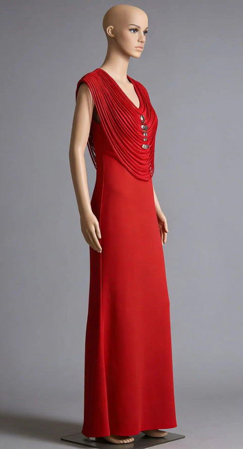 New U Neck Sleeveless Patchwork Zipper Long Dress CODE: KAR5064