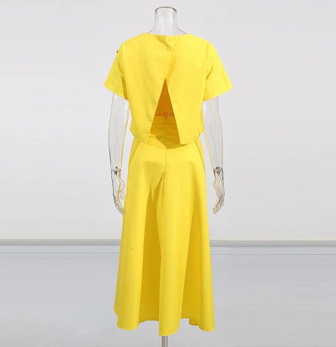 New Round Neck Short Sleeves Split Elegant  Two Piece Set CODE: KAR5070