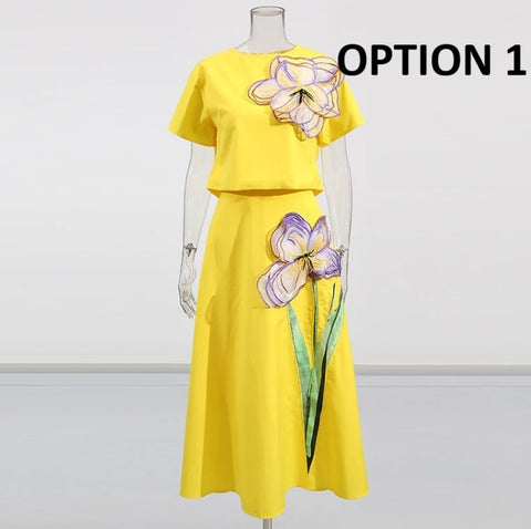 New Round Neck Short Sleeves Split Elegant  Two Piece Set CODE: KAR5070