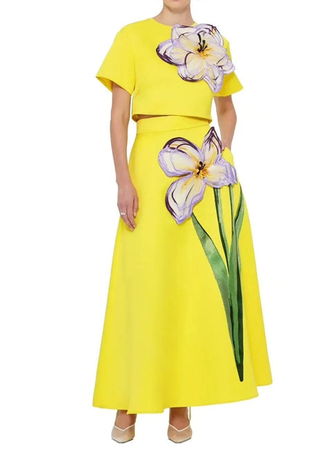 New Round Neck Short Sleeves Split Elegant  Two Piece Set CODE: KAR5070