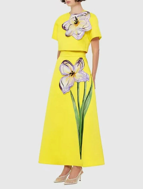 New Round Neck Short Sleeves Split Elegant  Two Piece Set CODE: KAR5070
