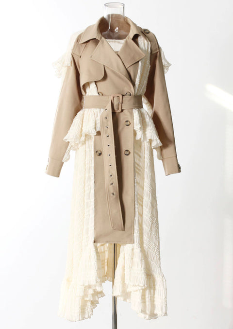 New Fashion Lace Patchwork Trench Coat Dress CODE: KAR5071