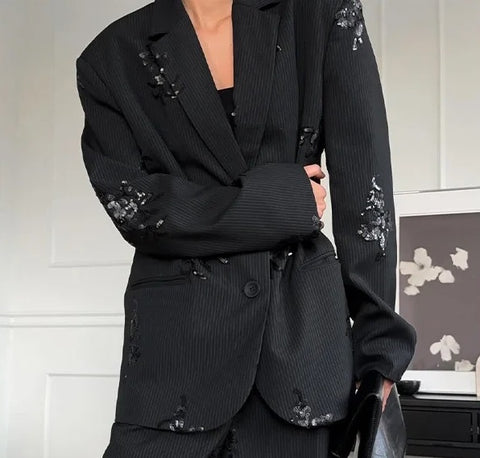New Fashion Sequin Embroidery Blazer Set CODE: KAR5075
