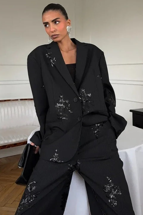 New Fashion Sequin Embroidery Blazer Set CODE: KAR5075