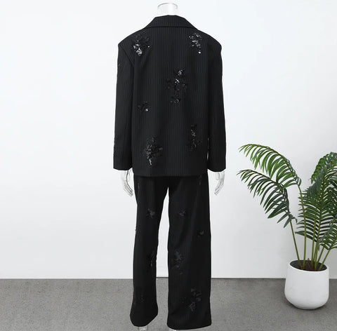 New Fashion Sequin Embroidery Blazer Set CODE: KAR5075