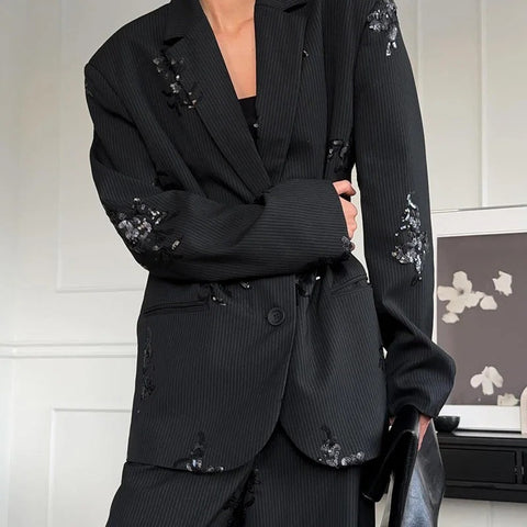 New Fashion Sequin Embroidery Blazer Set CODE: KAR5075