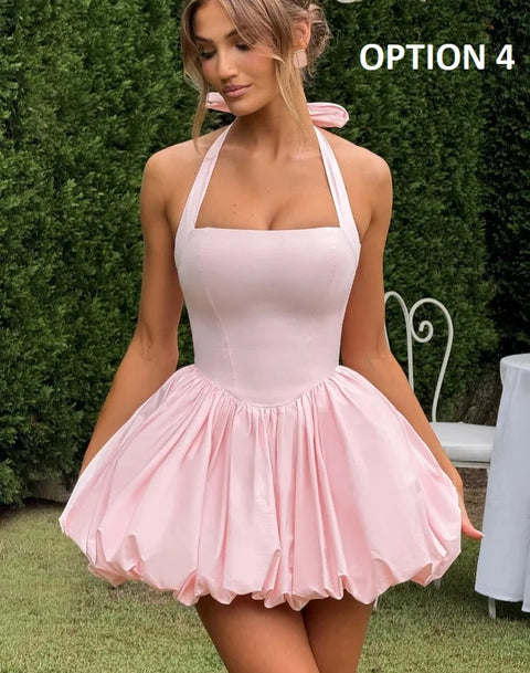 New Fashion Backless Bow Halter Mini Dresses CODE: KAR5077