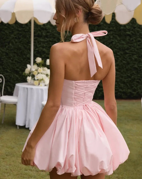 New Fashion Backless Bow Halter Mini Dresses CODE: KAR5077