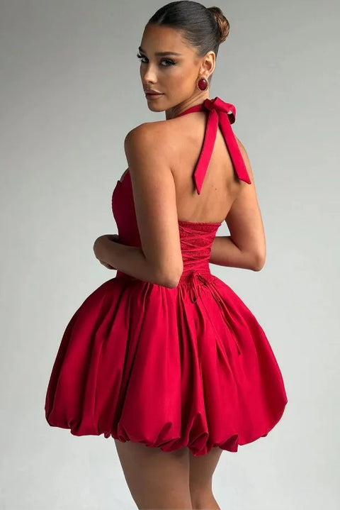 New Fashion Backless Bow Halter Mini Dresses CODE: KAR5077