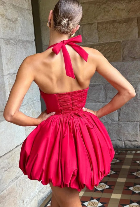 New Fashion Backless Bow Halter Mini Dresses CODE: KAR5077