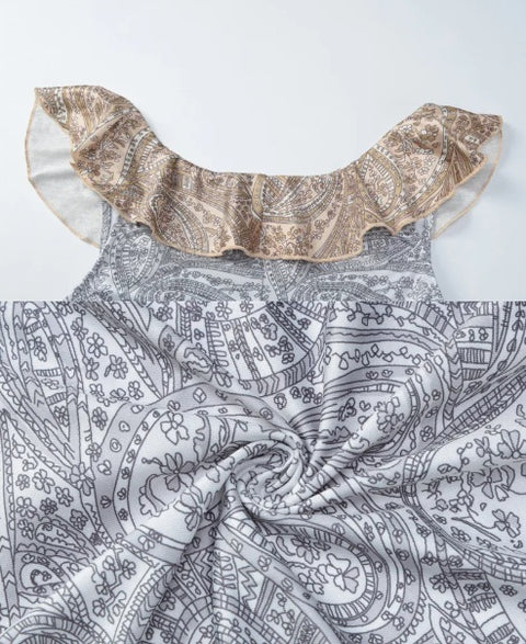 New Off-Shoulder Sexy Print Spaghetti Strap Long Dress CODE: KAR5081
