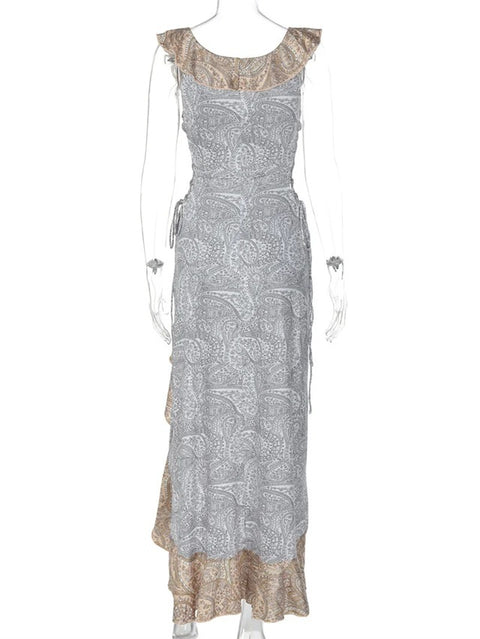 New Off-Shoulder Sexy Print Spaghetti Strap Long Dress CODE: KAR5081