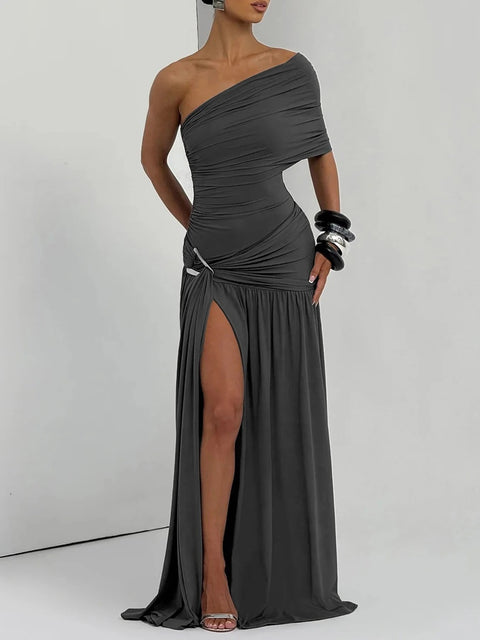 New Fashion Skew Collar Sleeveless Sexy Dress CODE: KAR5083