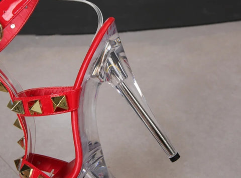 New Transparent Rivet Pull High Heels CODE: KAR5084