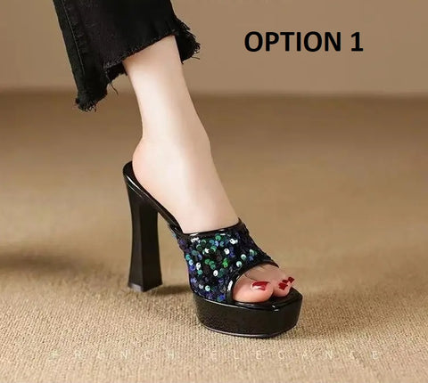 New Open Toe Slingback Slides Slip on Pumps High Heels CODE: KAR5085