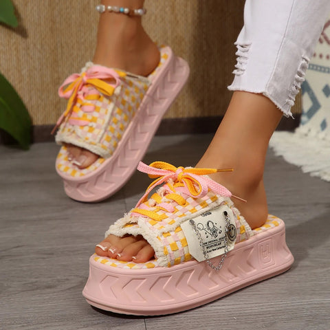 New Trend Luxurious Graffiti Cross Strap Slippers CODE: KAR5089