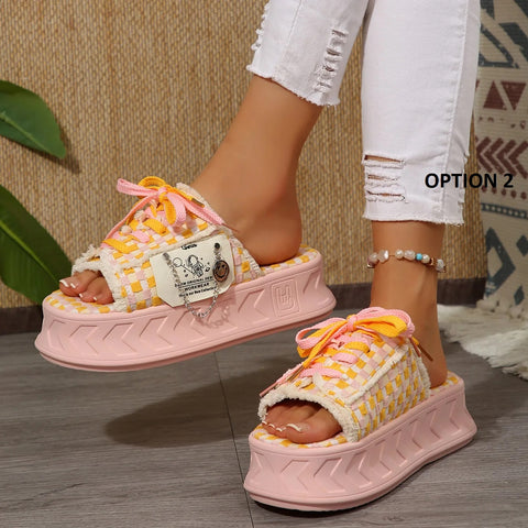 New Trend Luxurious Graffiti Cross Strap Slippers CODE: KAR5089