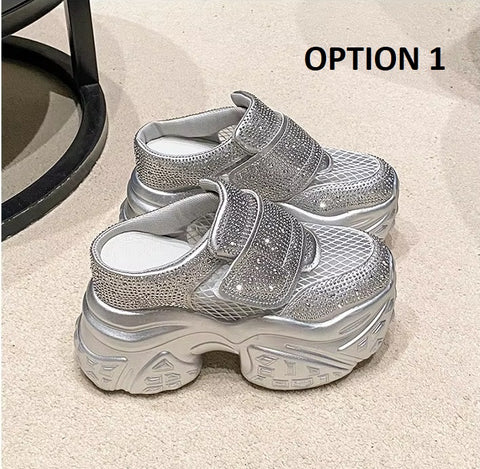 New Bling Vulcanize Platform Wedge Chunky Sneakers CODE: KAR5090