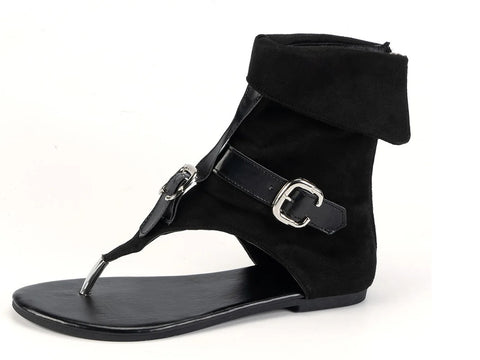 New Plus Size Thong Toe Flat Gladiator Buckle Strap Boots CODE: KAR5091