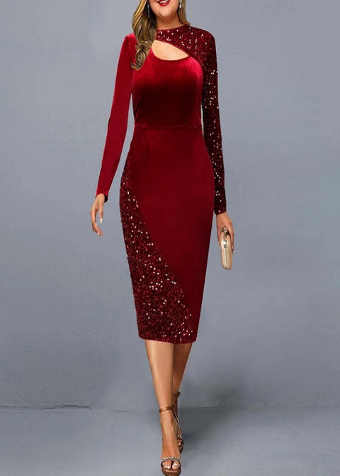 New Fashion Sequined Mid-Calf Elegant Cocktail Dress CODE: KAR5095