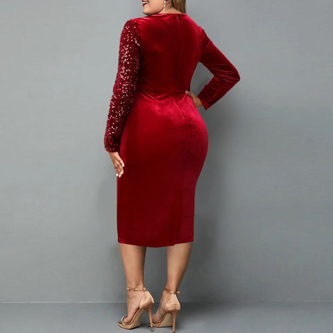New Fashion Sequined Mid-Calf Elegant Cocktail Dress CODE: KAR5095