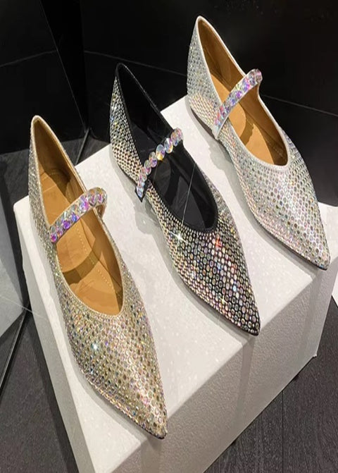 New Pointed Toe Loafers Fashion Rhinestone Flat Bridal Shoes CODE: KAR5125