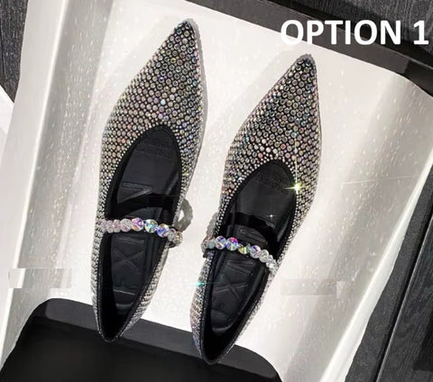 New Pointed Toe Loafers Fashion Rhinestone Flat Bridal Shoes CODE: KAR5125
