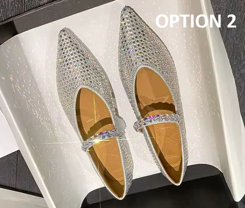 New Pointed Toe Loafers Fashion Rhinestone Flat Bridal Shoes CODE: KAR5125