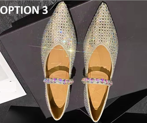 New Pointed Toe Loafers Fashion Rhinestone Flat Bridal Shoes CODE: KAR5125