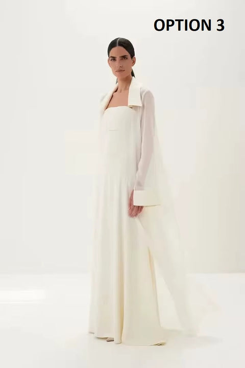 New flip collar long-sleeved transparent blouse + long tube top dress CODE: KAR5127
