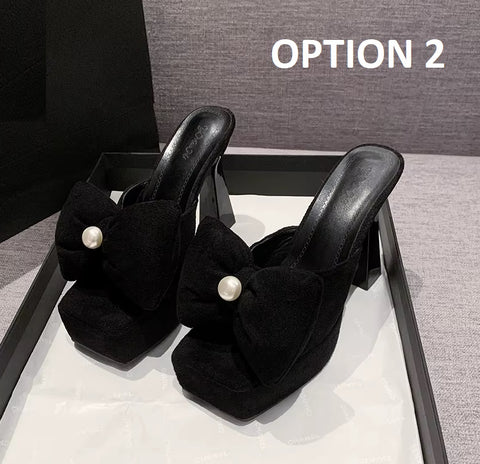 New Square Toe Pearl Platform High Heels CODE: KAR5137