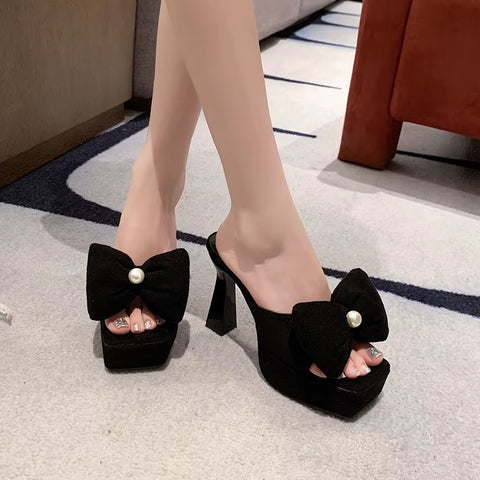 New Square Toe Pearl Platform High Heels CODE: KAR5137