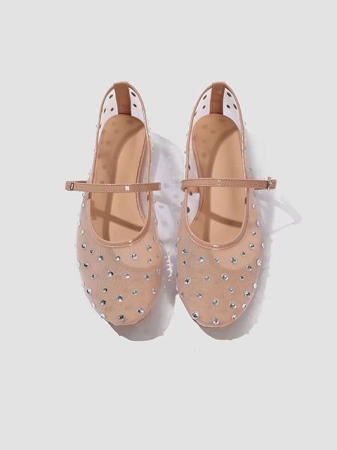 New Rhinestone Mesh Transparent Elegant Low Heels CODE: KAR5141