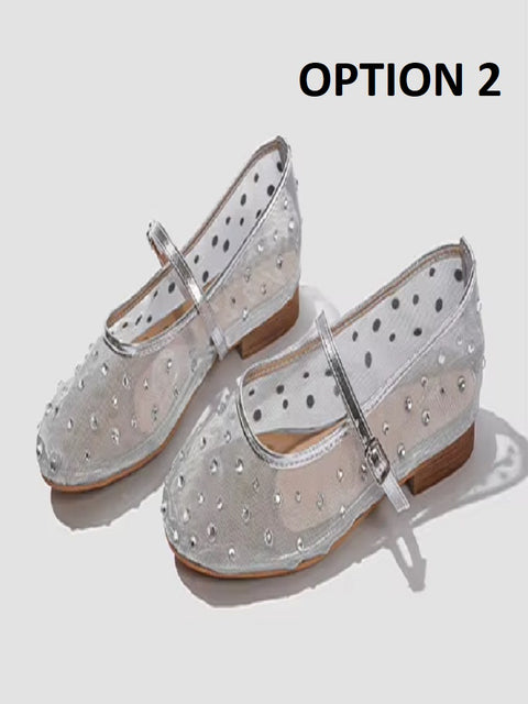 New Rhinestone Mesh Transparent Elegant Low Heels CODE: KAR5141