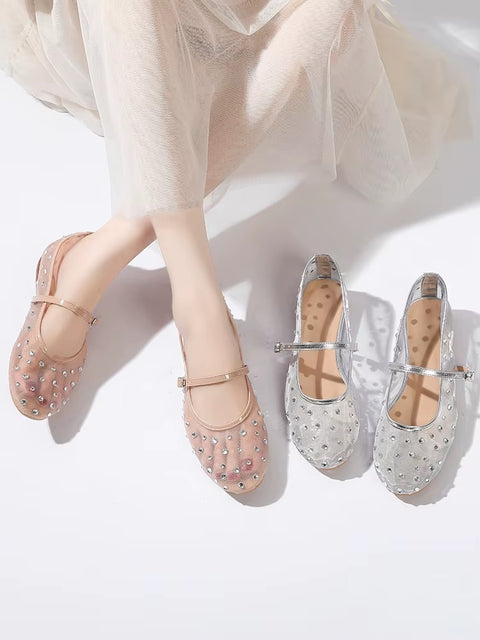 New Rhinestone Mesh Transparent Elegant Low Heels CODE: KAR5141