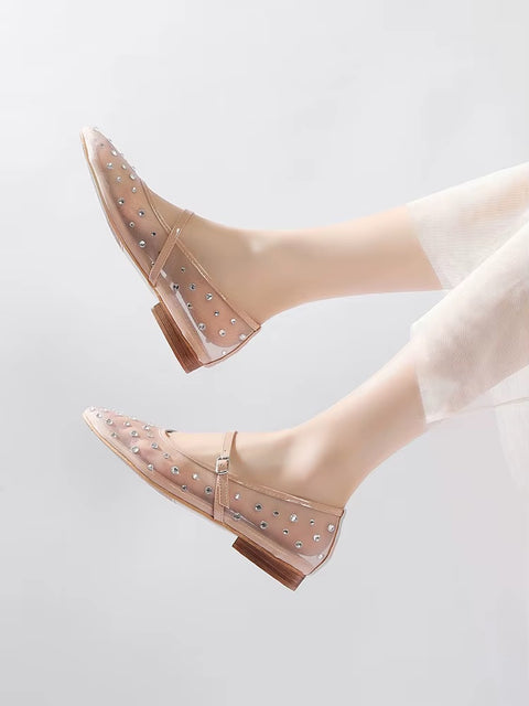 New Rhinestone Mesh Transparent Elegant Low Heels CODE: KAR5141