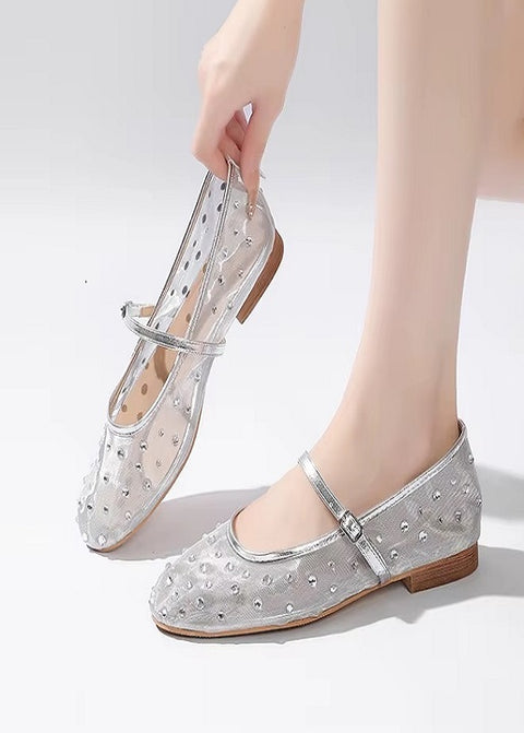 New Rhinestone Mesh Transparent Elegant Low Heels CODE: KAR5141