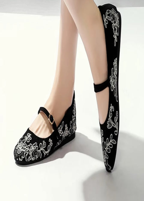 New Retro Floral Buckle Strap Casual Flats CODE: KAR5142