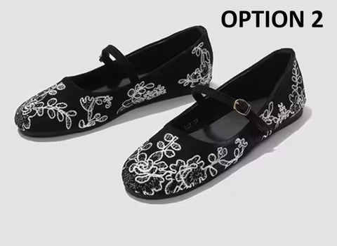 New Retro Floral Buckle Strap Casual Flats CODE: KAR5142