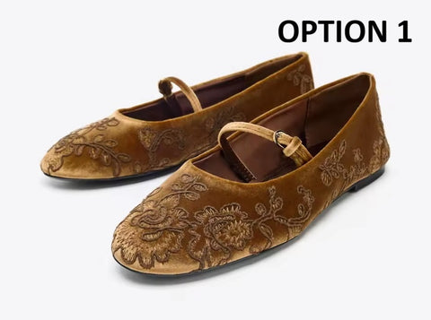 New Retro Floral Buckle Strap Casual Flats CODE: KAR5142