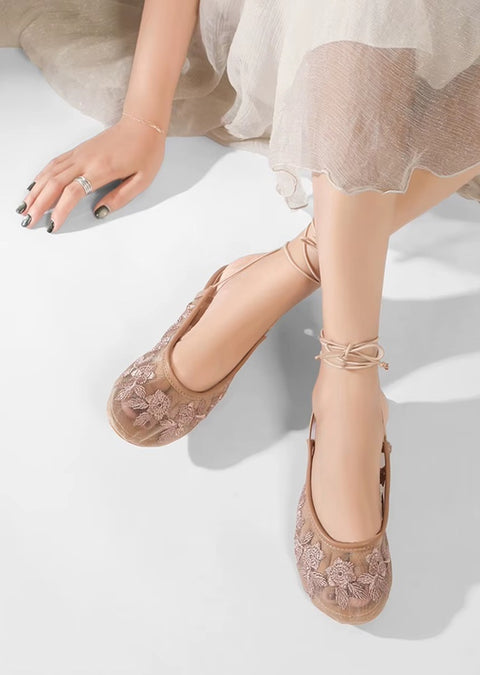 New Flats Round Toe Lace-up Out Slides Designer Slippers CODE: KAR5144