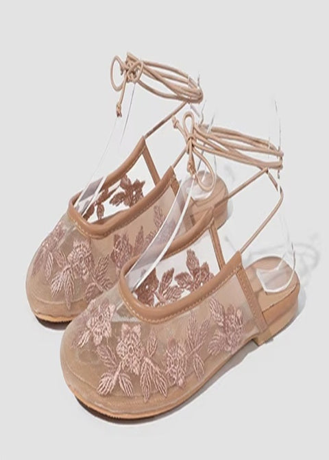 New Flats Round Toe Lace-up Out Slides Designer Slippers CODE: KAR5144