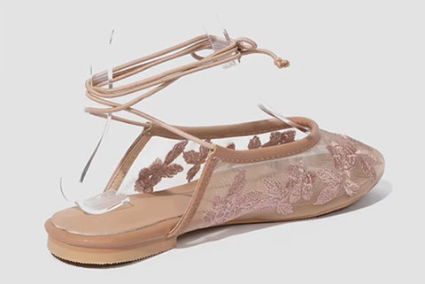 New Flats Round Toe Lace-up Out Slides Designer Slippers CODE: KAR5144