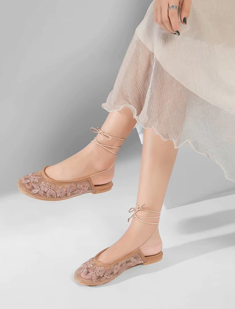 New Flats Round Toe Lace-up Out Slides Designer Slippers CODE: KAR5144