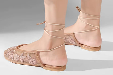 New Flats Round Toe Lace-up Out Slides Designer Slippers CODE: KAR5144