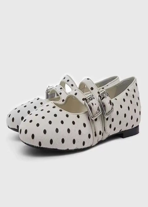 New Polka Dot Round Toe Ankle Strap Comfort Shoes CODE: KAR5145