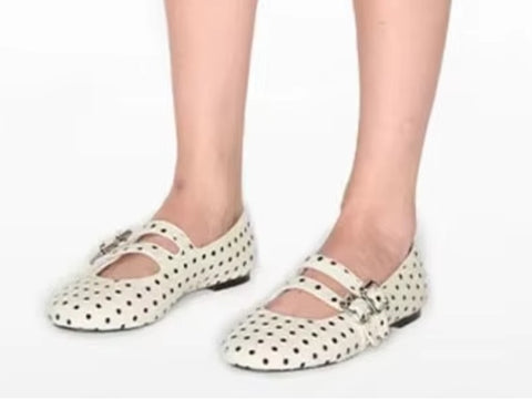New Polka Dot Round Toe Ankle Strap Comfort Shoes CODE: KAR5145